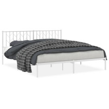(white, 183 x 213 cm/ with headboard) vidaXL Metal Bed Frame with Headboard Mattress Foundation Black 80x200 cm