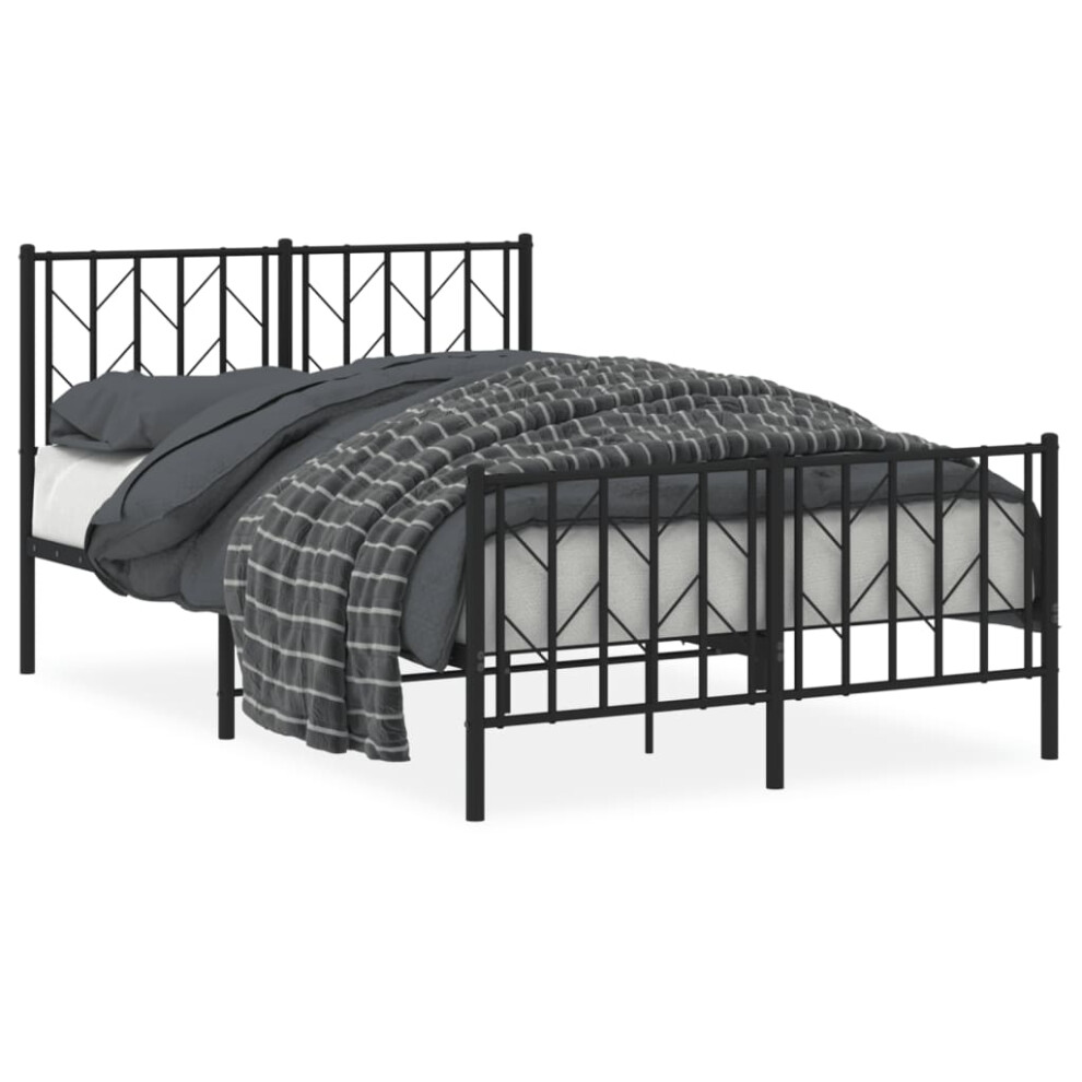 Vidaxl (Black, 120 X 200 Cm/ With Headboard & Footboard) Metal Bed Frame With Headboard Mattress Foundation Black 80X200 Cm