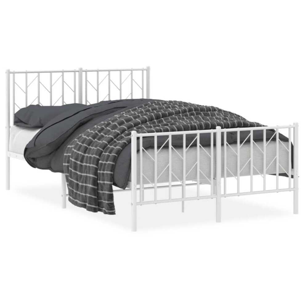 Vidaxl (White, 120 X 200 Cm/ With Headboard & Footboard) Metal Bed Frame With Headboard Mattress Foundation Black 80X200 Cm