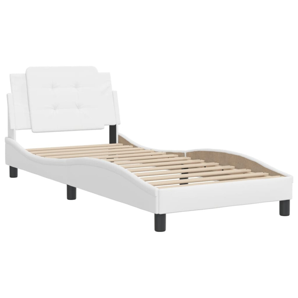 (white, 80 x 200 cm) vidaXL Bed Frame with Headboard Bed Base Bedstead White 80x200 cm Faux Leather