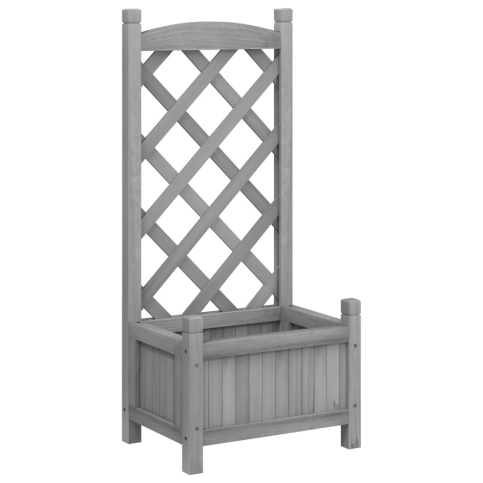 Vidaxl (Grey, 40 X 30 X 90 Cm) Planter With Trellis Raised Bed Garden Planter Brown Solid Wood Fir