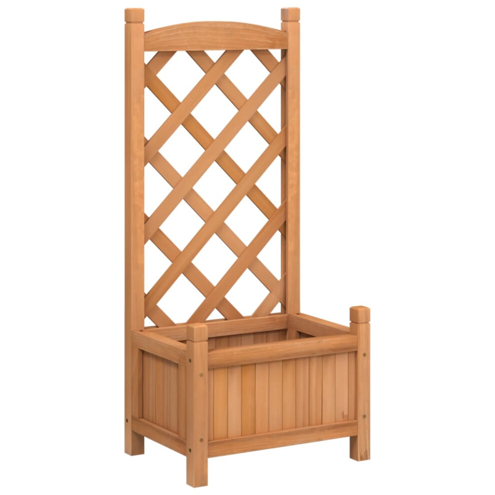 Vidaxl (Brown, 40 X 30 X 90 Cm) Planter With Trellis Raised Bed Garden Planter Brown Solid Wood Fir