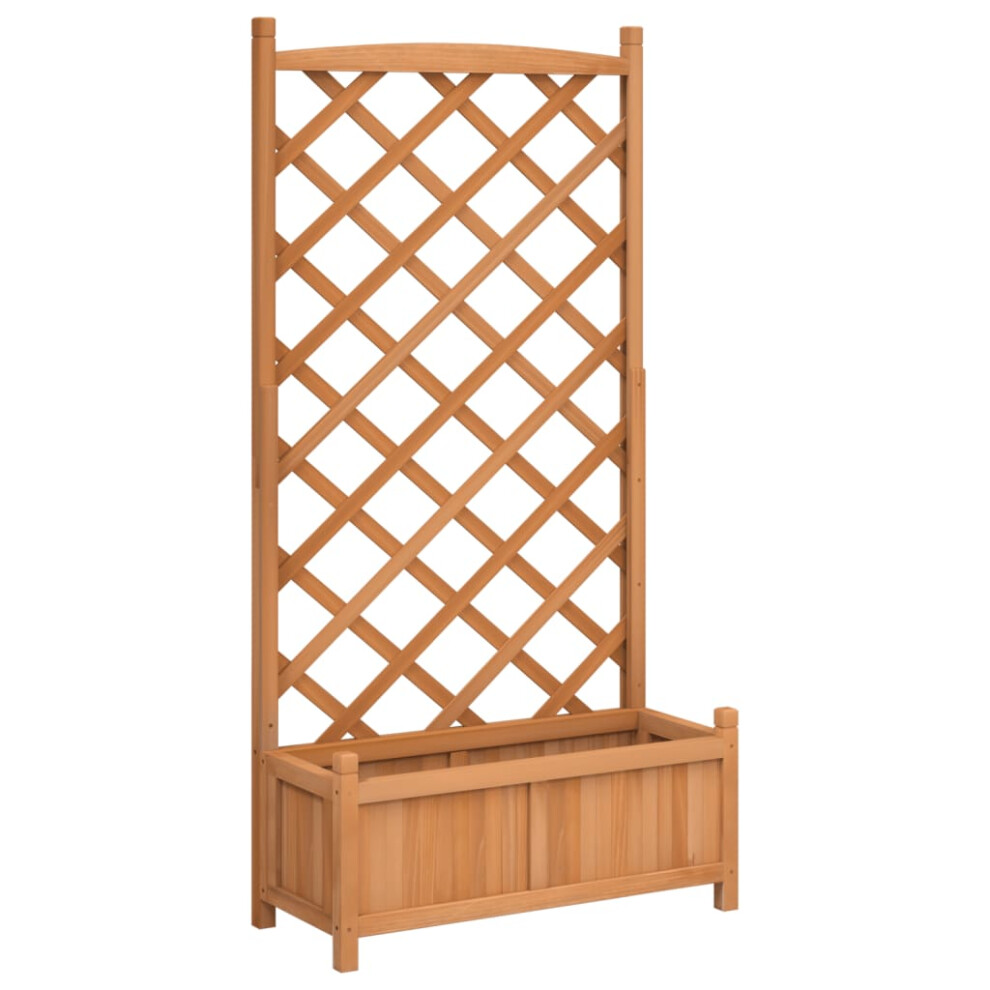 Vidaxl (, 75 X 35 X 150 Cm) Planter With Trellis Raised Bed Garden Planter Solid Wood Fir Brown