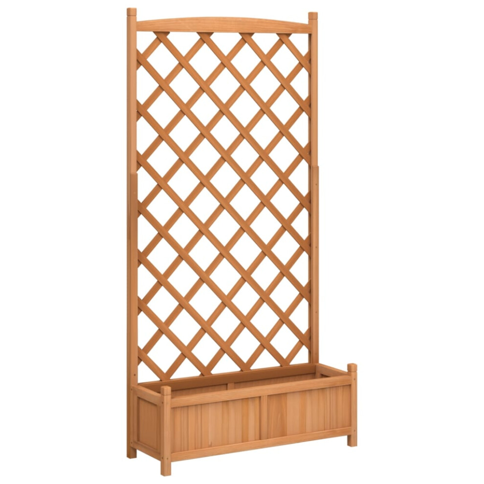 Vidaxl (Brown, 90 X 35 X 180 Cm) Planter With Trellis Raised Bed Garden Planter Brown Solid Wood Fir