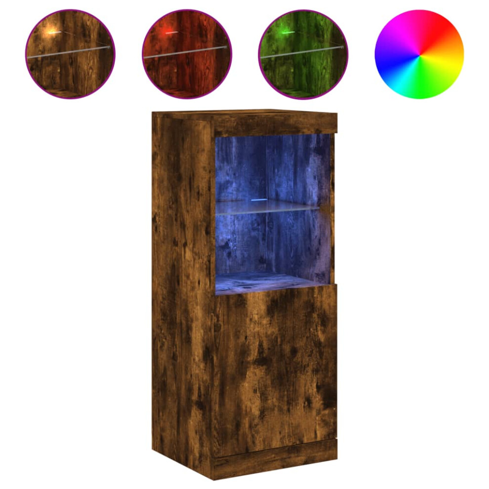 Vidaxl (Smoked Oak) Sideboard With Led Lights Cupboard Highboard Storage Cabinet Sonoma Oak
