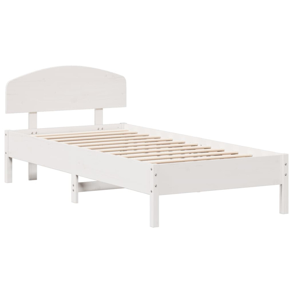 (white, 100 x 200 cm) vidaXL Bed Frame with Headboard Bedstead Bed Base 120x200 cm Solid Wood Pine