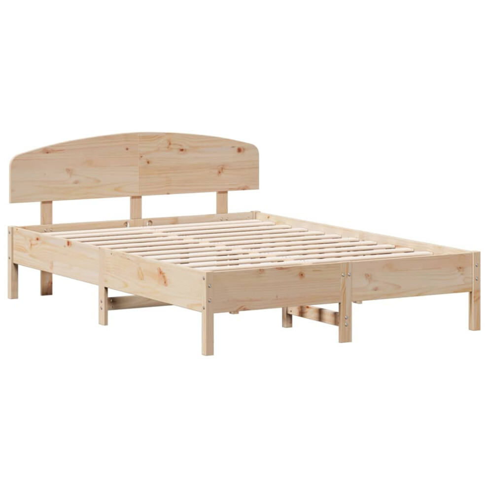 Vidaxl Brown (, 120 X 200 Cm) Bed Frame With Headboard Bedstead Bed Base 120X200 Cm Solid Wood Pine