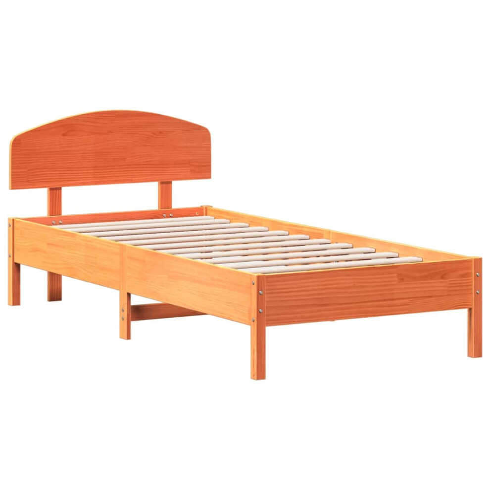 (wax brown, 100 x 200 cm) vidaXL Bed Frame with Headboard Bedstead Bed Base 120x200 cm Solid Wood Pine