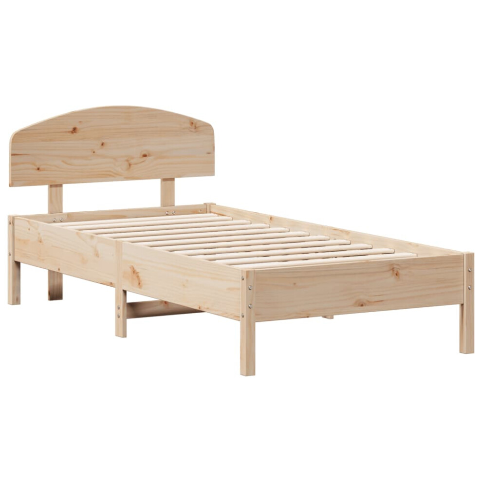 Vidaxl (Brown, 75 X 190 Cm) Bed Frame With Headboard Bedstead Bed Base 120X200 Cm Solid Wood Pine