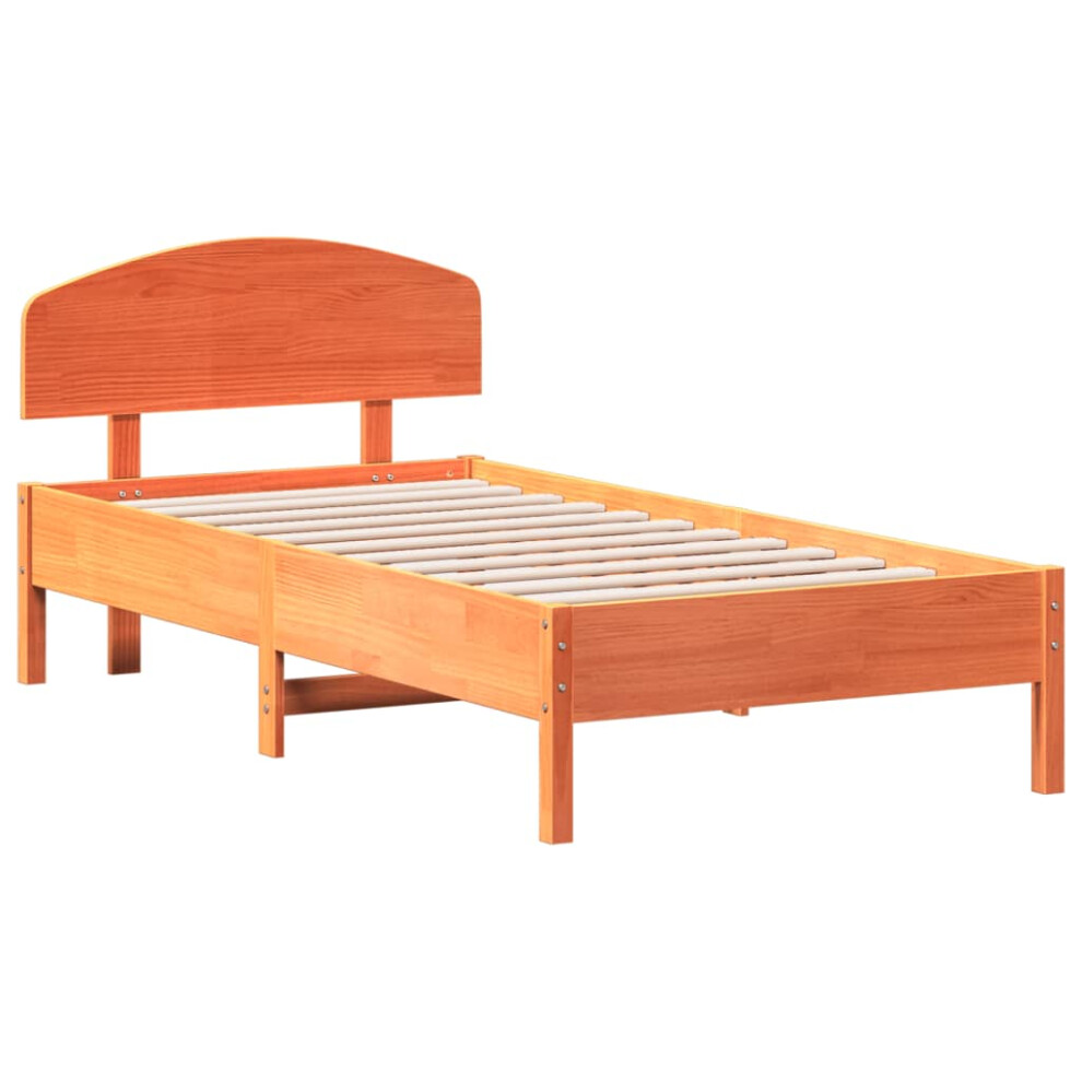 (wax brown, 75 x 190 cm) vidaXL Bed Frame with Headboard Bedstead Bed Base 120x200 cm Solid Wood Pine