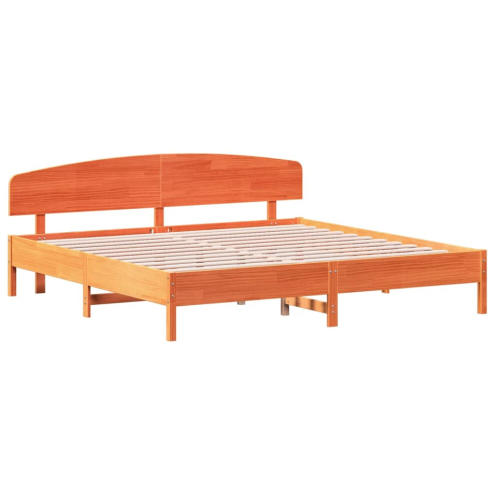 (wax brown, 200 x 200 cm) vidaXL Bed Frame with Headboard Bedstead Bed Base 120x200 cm Solid Wood Pine