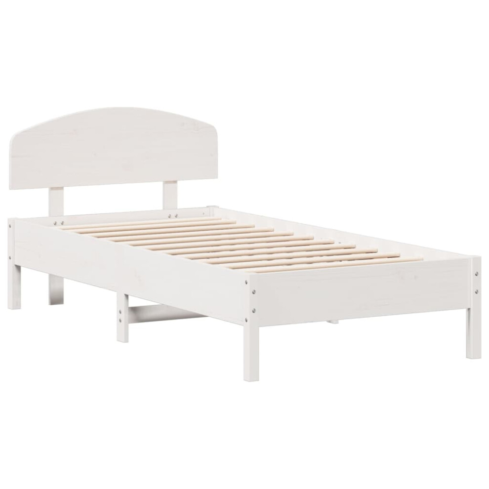 Vidaxl (White, 75 X 190 Cm) Bed Frame With Headboard Bedstead Bed Base 120X200 Cm Solid Wood Pine