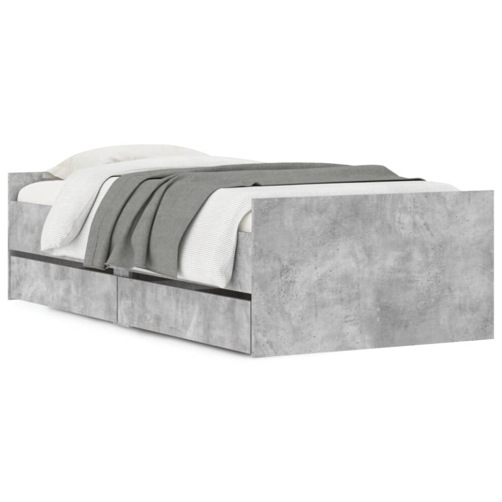 (concrete grey, 90 x 200 cm) vidaXL Bed Frame with Drawers Storage Bed Base Bedstead Smoked Oak 90x200 cm