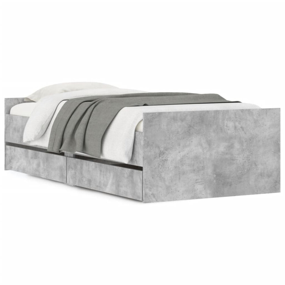 (concrete grey, 90 x 190 cm) vidaXL Bed Frame with Drawers Storage Bed Base Bedstead Smoked Oak 90x200 cm