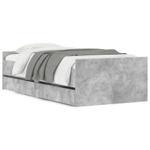 (concrete grey, 75 x 190 cm) vidaXL Bed Frame with Drawers Storage Bed Base Bedstead Smoked Oak 90x200 cm