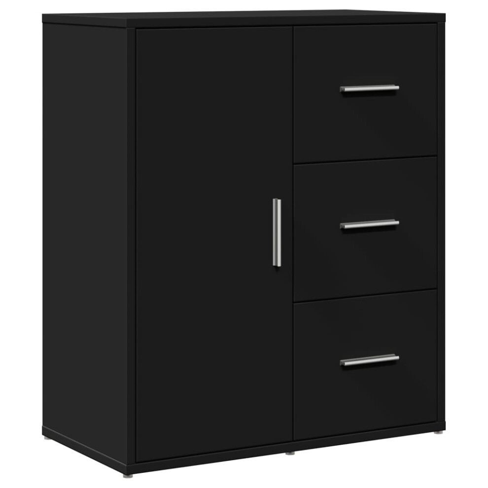 New Vidaxl (Black) Sideboard Cupboard Highboard Side Cabinet Smoked Oak Engineered Wood Black