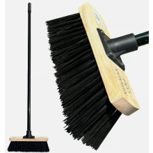 Outdoor Broom with Handle Stiff PVC 10" Garden Heavy Duty Floor Sweep