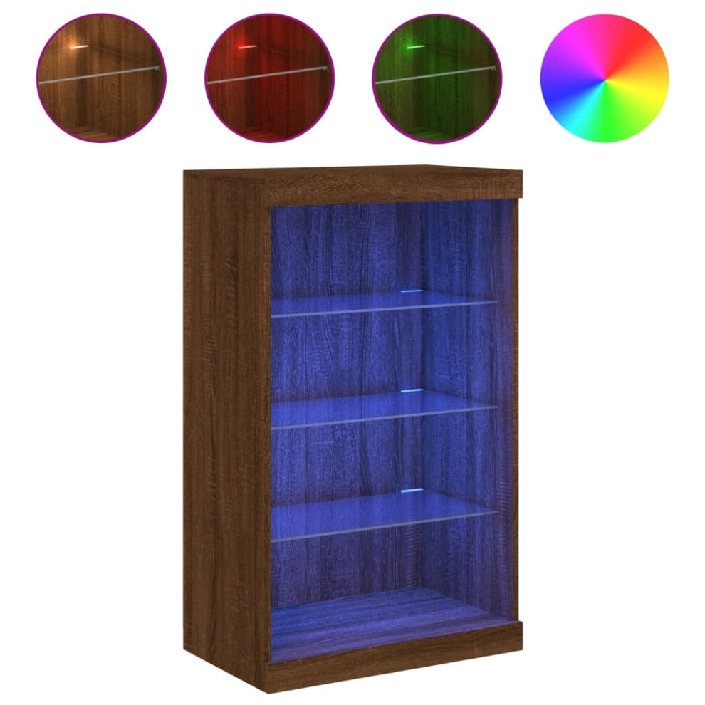 Vidaxl (Brown Oak) Sideboard With Led Lights Cupboard Highboard Side Cabinet Concrete Grey