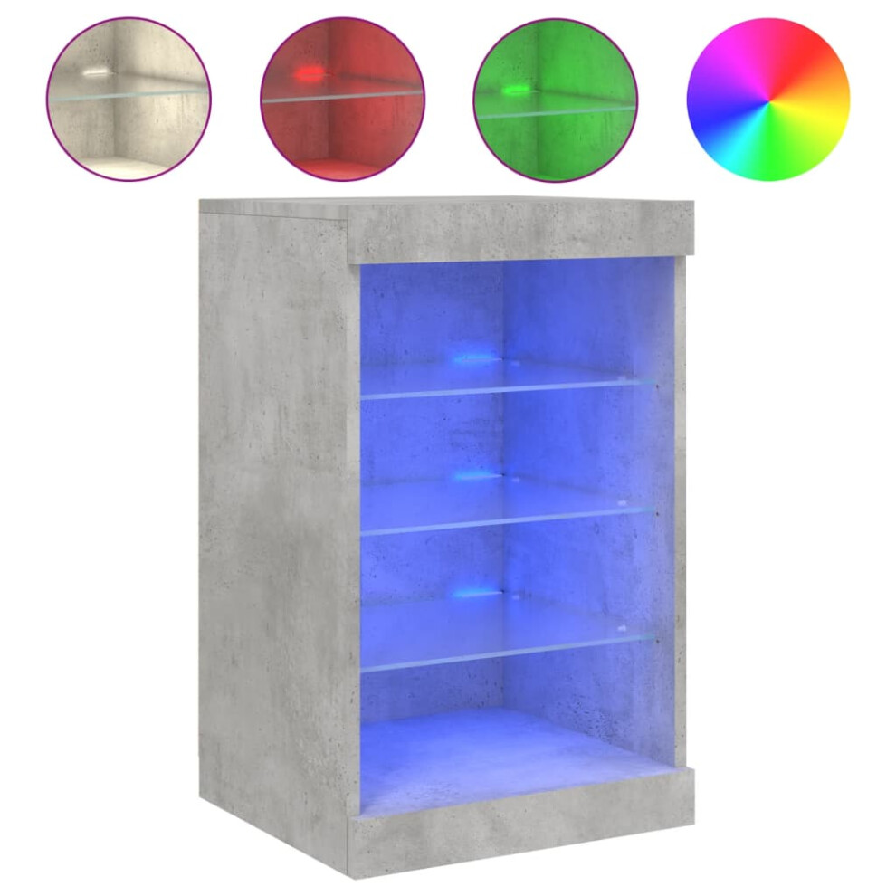 Vidaxl (Concrete ) Sideboard With Led Lights Cupboard Highboard Storage Cabinet Smoked Oak Grey