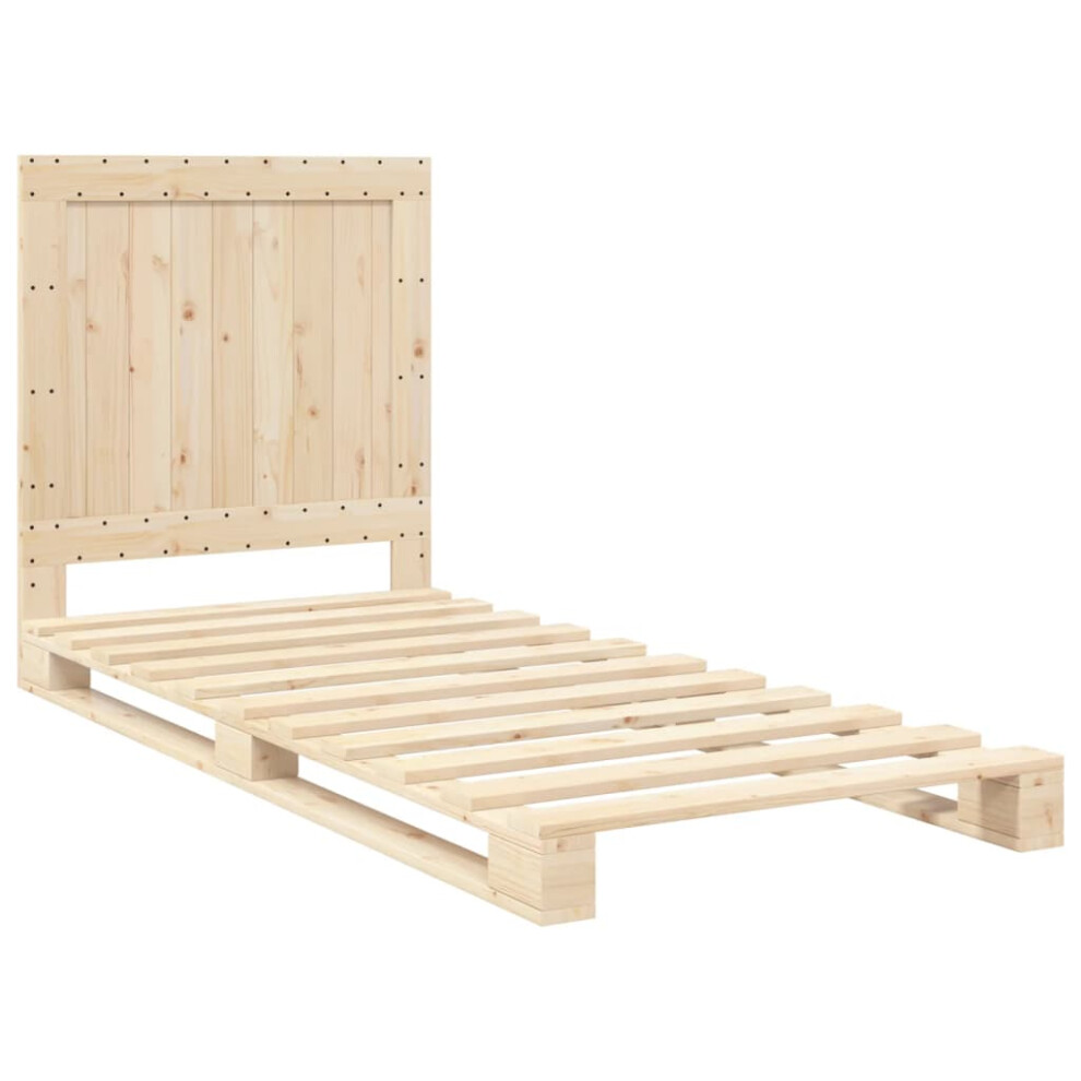 Vidaxl Bed Frame With Headboard Bed Base Bedstead 90X200 Cm Solid Wood Pine