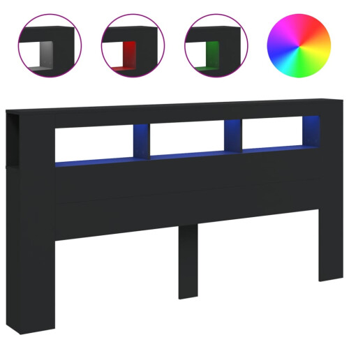 VidaXL (black) vidaXL LED Headboard Bed Header Bedroom Storage Bed Headboard Engineered Wood 1