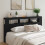 VidaXL (black) vidaXL LED Headboard Bed Header Bedroom Storage Bed Headboard Engineered Wood 11