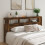 VidaXL (smoked oak) vidaXL LED Headboard Bed Header Bedroom Storage Bed Headboard Engineered Wood 11