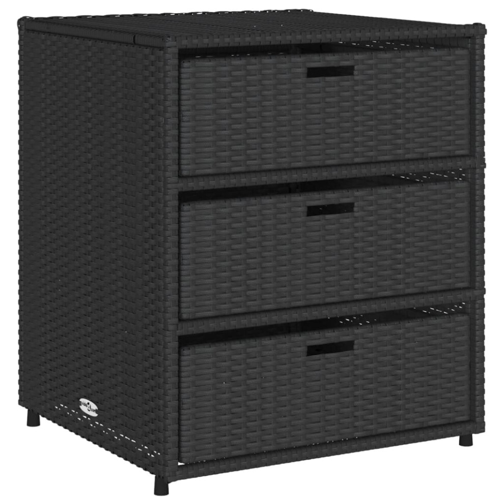 Vidaxl Garden Storage Cabinet Outdoor Storage Box Cupboard Black Poly Rattan