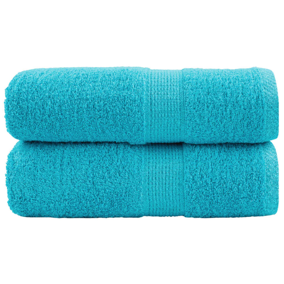 vidaXL Guest Towels 2-Pcs Set - Turquoise 30x50 cm 600 GSM - 100% Cotton - Multi-Purpose Hand, Face, Workout, Kitchen Towels - Image 2
