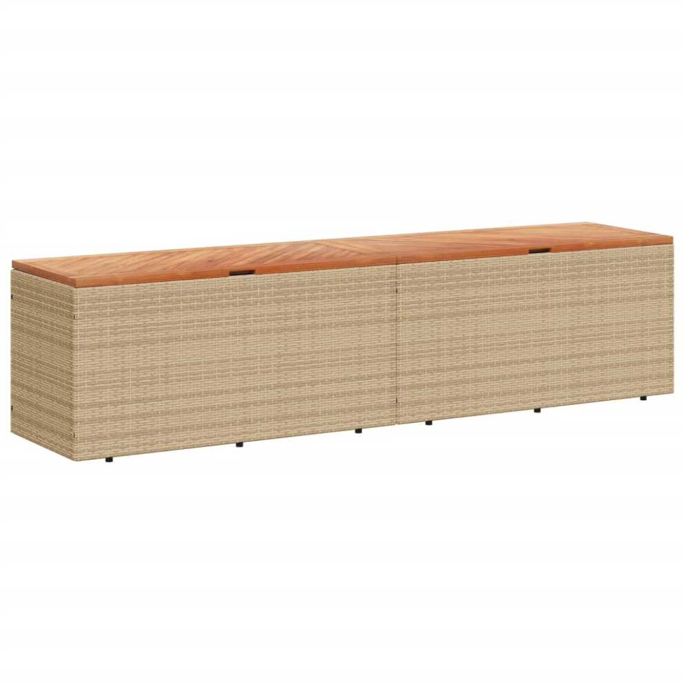 vidaXL Garden Storage Box Outdoor Storage Box Beige Poly Rattan Acacia Wood