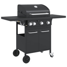 vidaXL Gas BBQ Grill with 4 Burners Gas Barbecue Black Powder-coated Steel