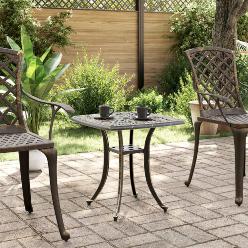 VidaXL vidaXL Garden Table Outdoor Dining Table Side Table Bronze Cast Aluminium 2