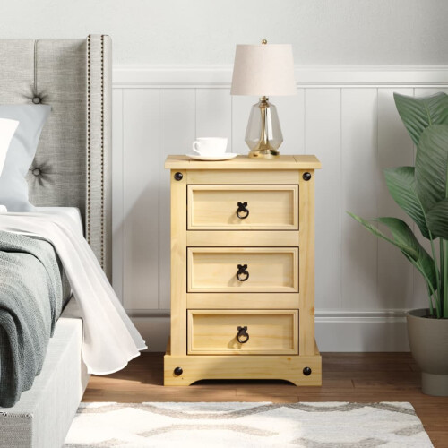 VidaXL vidaXL Bedside Cabinet Nightstand Bed Side Table Bed Cabinet Solid Wood Pine 2