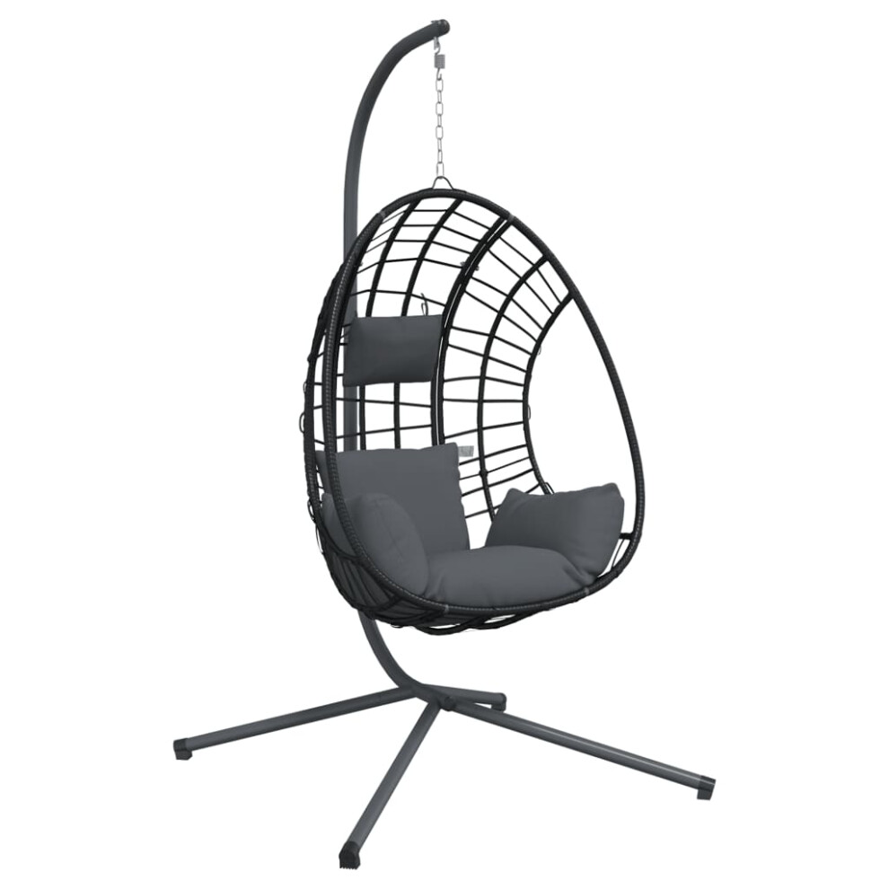 vidaXL Hanging Egg Chair with Stand Hammock Chair Anthracite Rattan and Steel