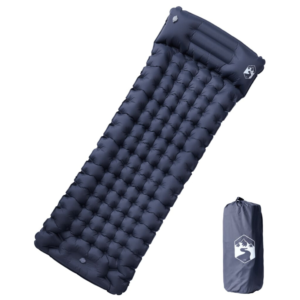 vidaXL Self Inflating Camping Mattress with Pillow 1-Person Sleeping Mat Grey