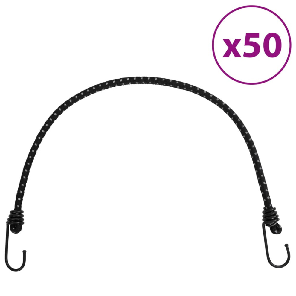 vidaXL Bungee Cords with Reflective Strips and Hooks Bungee Straps 50 pcs