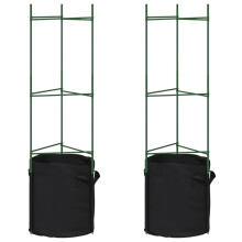 vidaXL Tomato Cage with Plant Bag Garden Plant Support 2 pcs Steel and PP