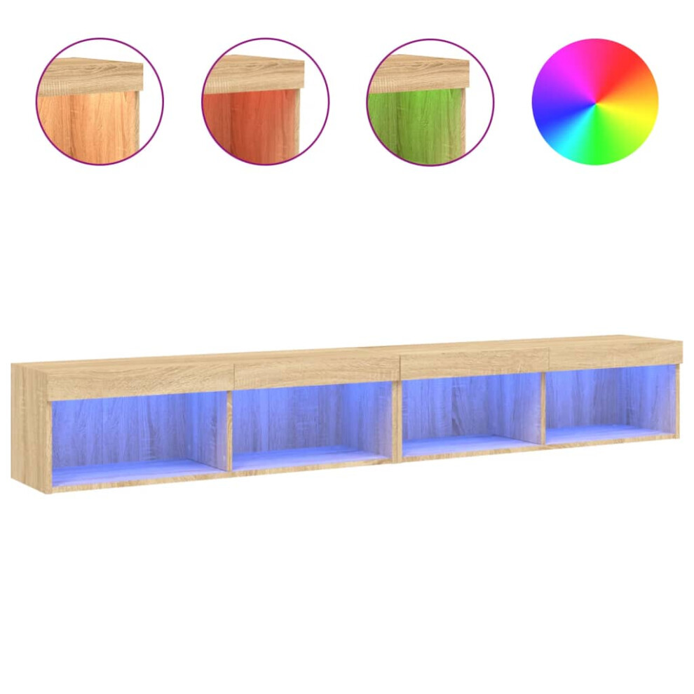 Vidaxl Tv Cabinets With Led Lights Tv Stand Cabinet Tv Unit 2 Pcs Sonoma Oak