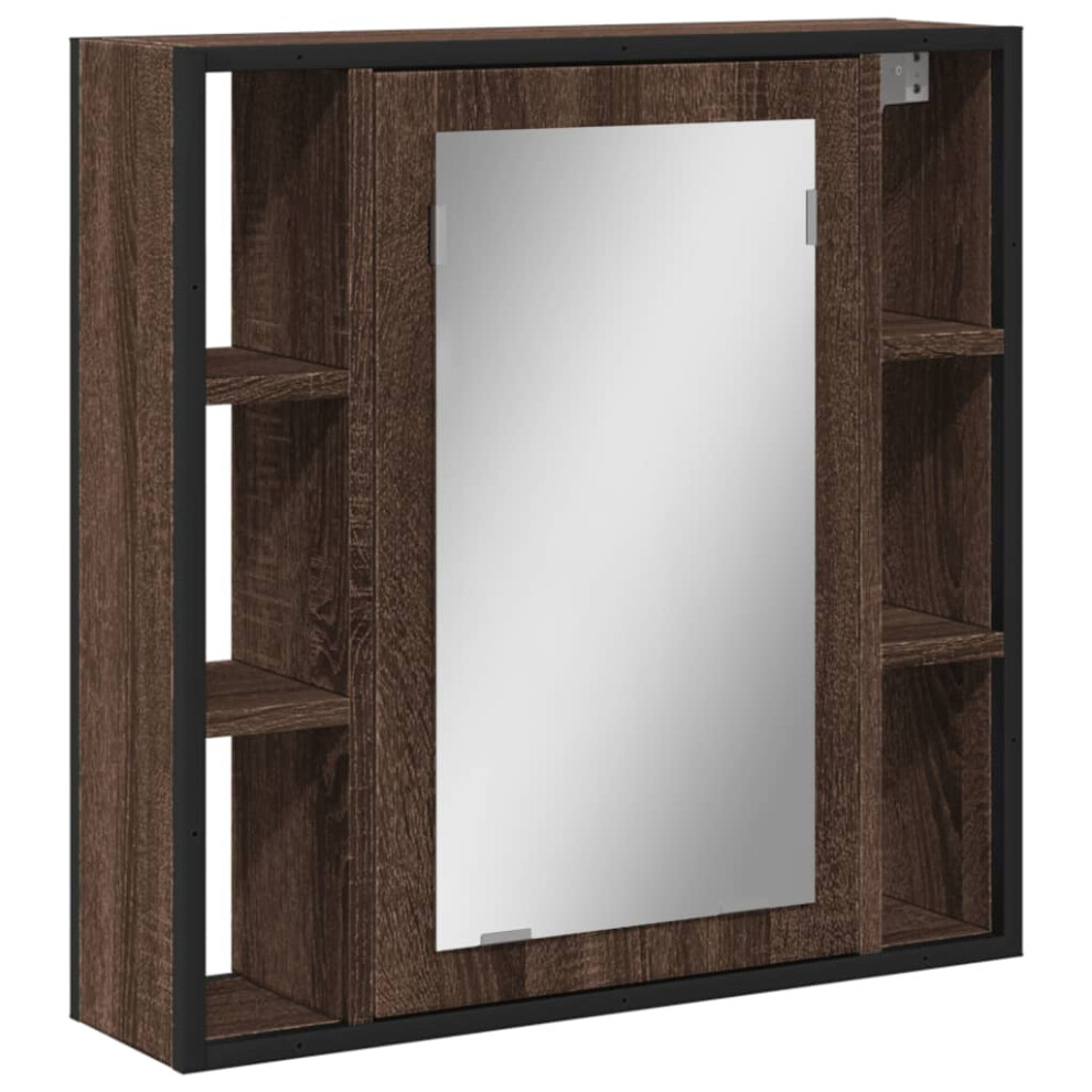 vidaXL Bathroom Mirror Cabinet Wall Mounted Cabinet Brown Oak Engineered Wood