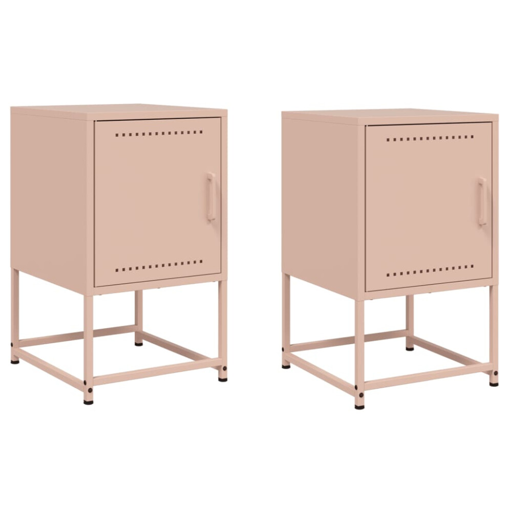 vidaXL Bedside Cabinets Nightstand Bed Table Bed Cabinet 2 pcs Pink Steel