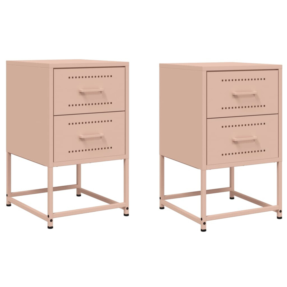 vidaXL Bedside Cabinets Nightstand Bed Table Bed Cabinet 2 pcs Pink Steel