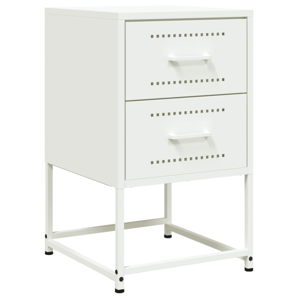 vidaXL Bedside Cabinet Bedroom Nightstand Bed Table Bed Cabinet White Steel