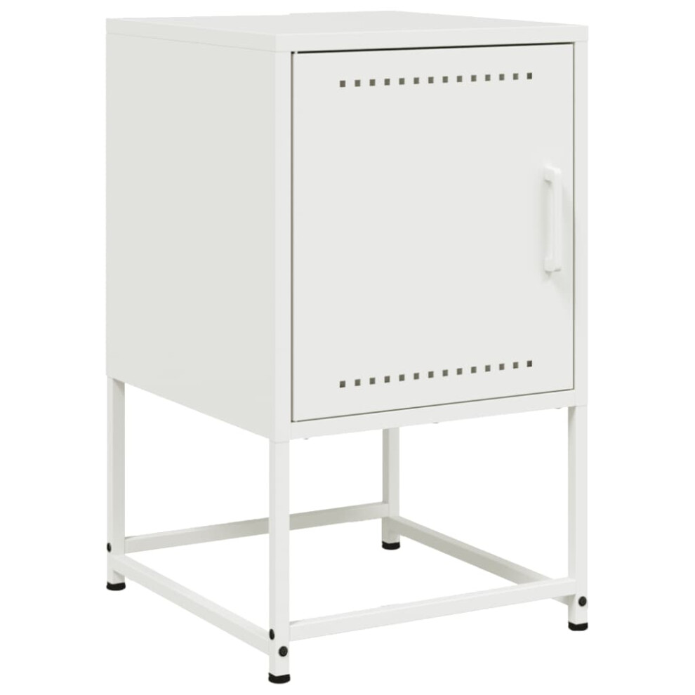 vidaXL Bedside Cabinet Bedroom Nightstand Bed Table Bed Cabinet White Steel