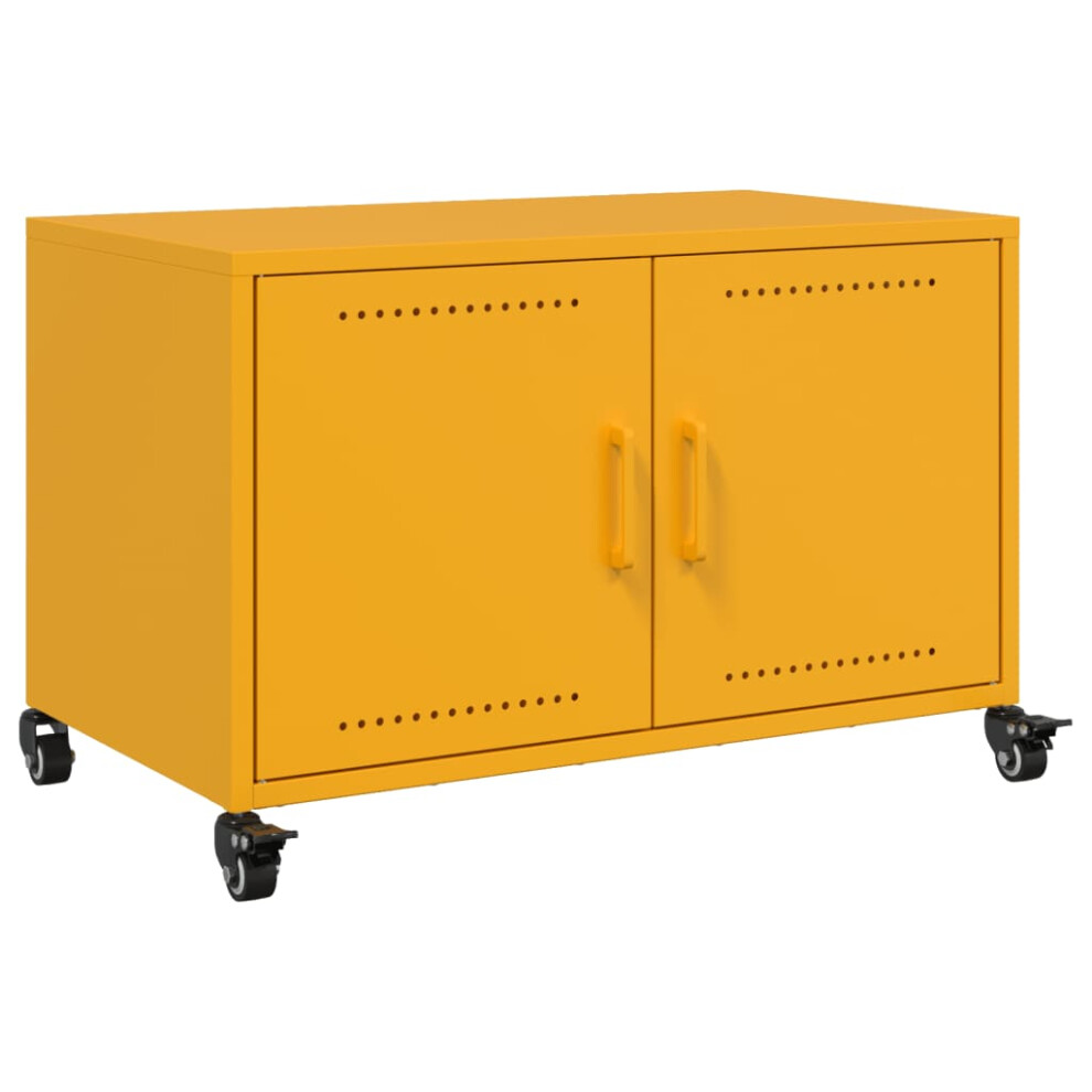 vidaXL TV Cabinet TV Stand Entertainment Centre TV Unit Mustard Yellow Steel