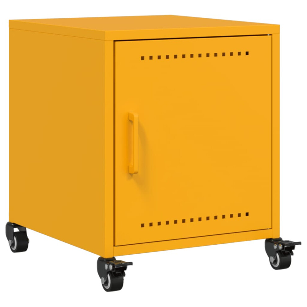 vidaXL Bedside Cabinet Nightstand Bed Table Bed Cabinet Mustard Yellow Steel