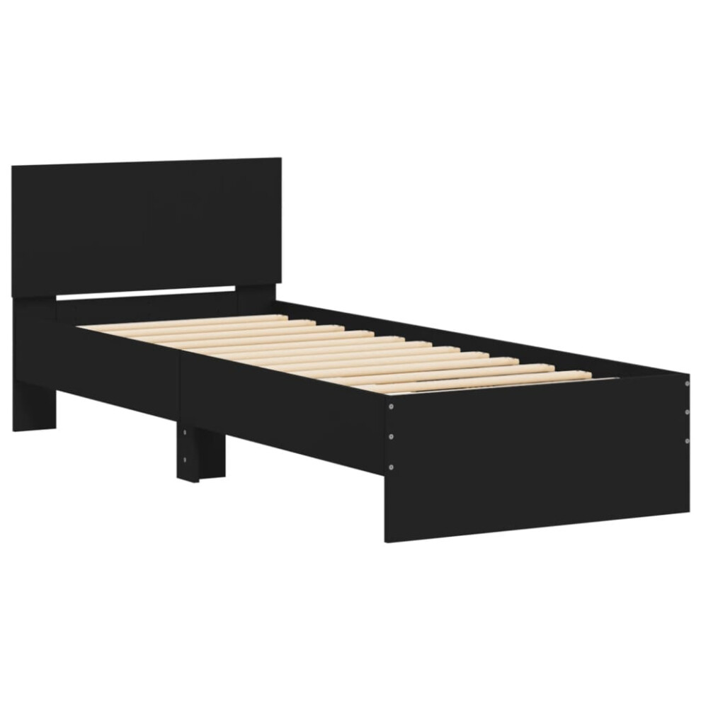 (black, 90 x 200 cm) vidaXL Bed Frame with Headboard Bedroom Bed Base Mattress Foundation Bedstead