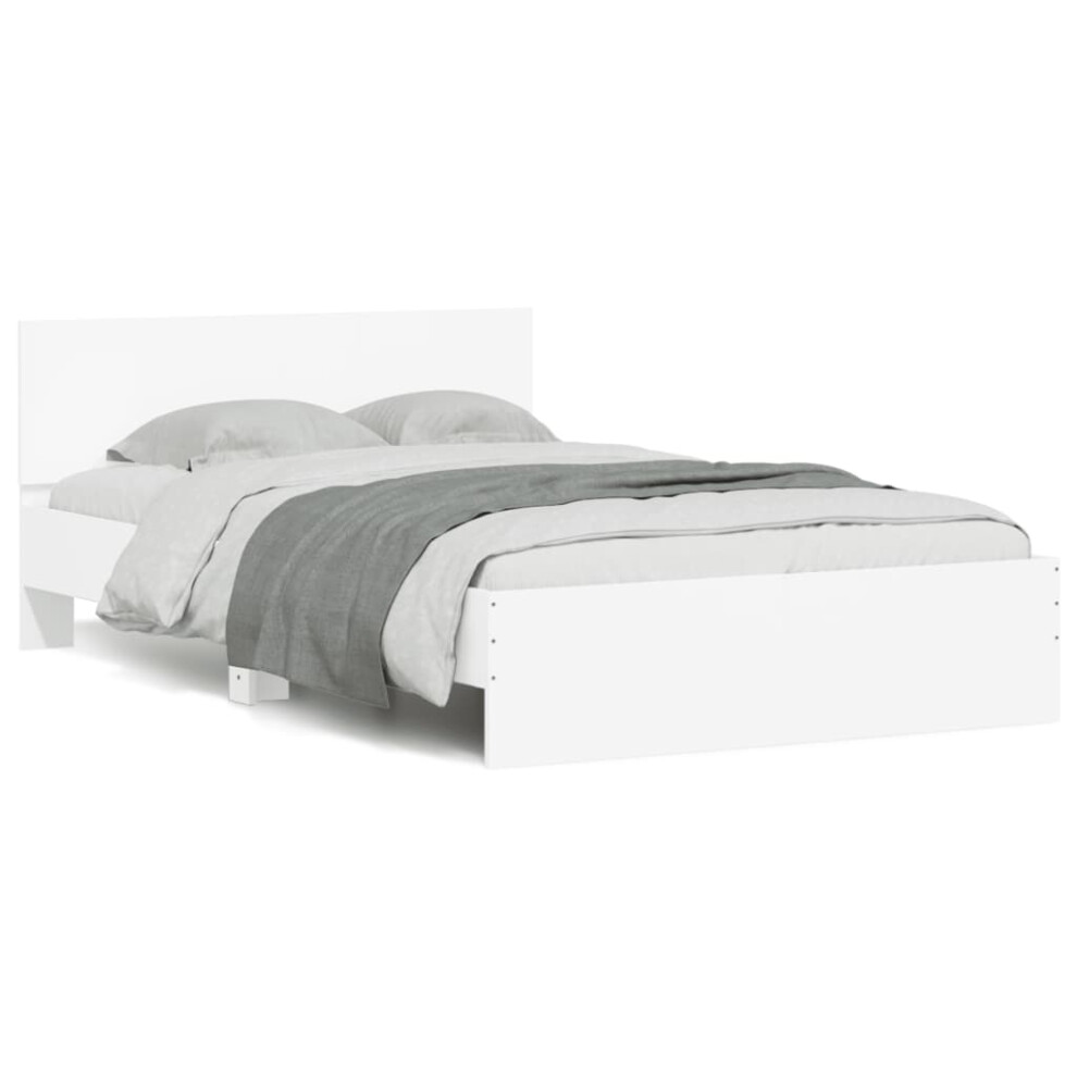 Vidaxl (White, 120 X 200 Cm) Bed Frame With Headboard Bedroom Bed Base Mattress Foundation Bedstead