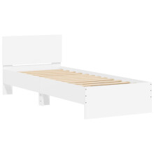 (white, 75 x 190 cm) vidaXL Bed Frame with Headboard Bedroom Bed Base Mattress Foundation Bedstead
