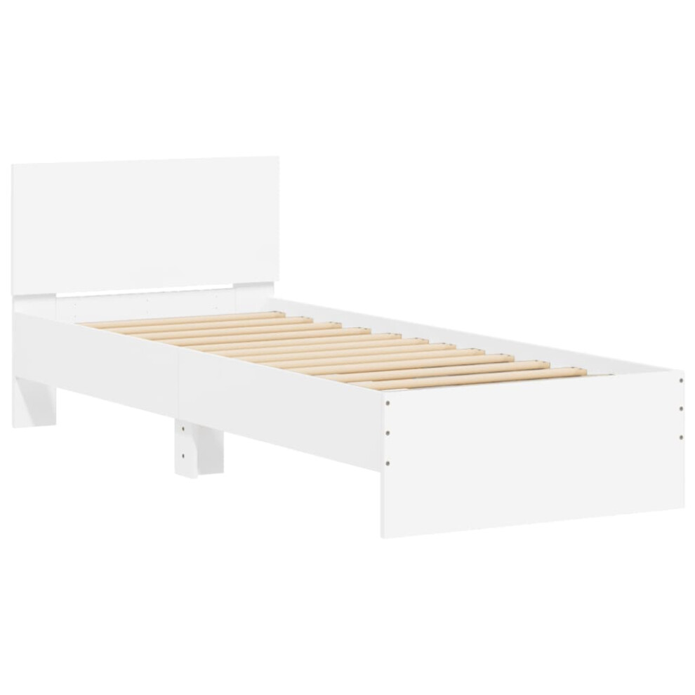 New Vidaxl (, 75 X 190 Cm) Bed Frame With Headboard Bedroom Bed Base Mattress Foundation Bedstead White