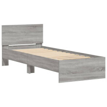 (grey sonoma, 75 x 190 cm) vidaXL Bed Frame with Headboard Bedroom Bed Base Mattress Foundation Bedstead